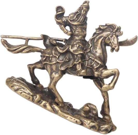 Luxshiny Bronze Ware of Guan Yu on Horseback Feng Shui Statue Antique Brass Statue Guan Gong Statue Lucky Guan Di Statue God Desk Accesories Brass Craft Ornament Tea Pet Purple Clay Tea