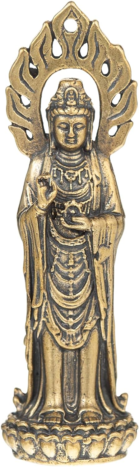 Mini Guan Yin Statue,Tiny Quan Yin,Kwan Yin,Kuan Yin,Cute Guan Yin Mother Buddha,Female Buddha-Goddess of Mercy and Compassion-Avalokiteshvara Statue-Pure Copper Figurines Quan Yin-for Home Decor