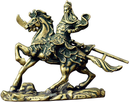 DIXII Chinese Figurine Guan Yu Statue Chinese Hero Sculpture Vintage Chinese Fighting Warrior Ornament for Home Office Decoration
