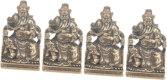 BESPORTBLE 4pcs Brass Guan Gong Guan Yu Warrior Statue Guan Gong Figurine Guan Gong Statue Fortune God Statue Chinese Brass Statue Wealth Statue Ancient Statue Lucky Office God of Wealth