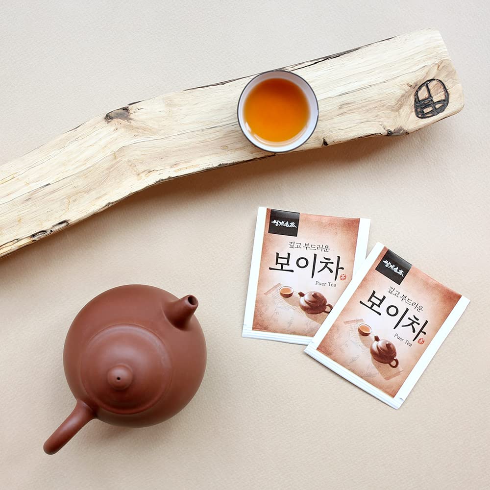 Ssanggye Pu-erh Tea 0.6g X 40 Tea Bags, 100% Naturally Fermented Puer Pu'er Tea Contains Natural Caffeine Anti-Inflammation Improves Digestion Boost Energy and More Health Benefits