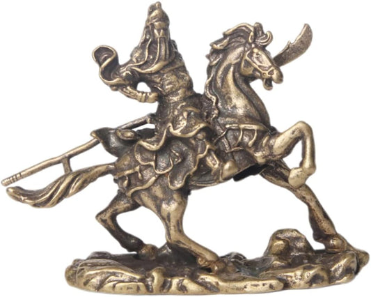 Abaodam Bronze Ware of Guan Yu on Horseback Statue Lucky Feng Shui Home Desk Decoration God of Wealth Figurine Prosperity Decor Home Table Chinese Gifts Desk Topper Brass Antique Animal