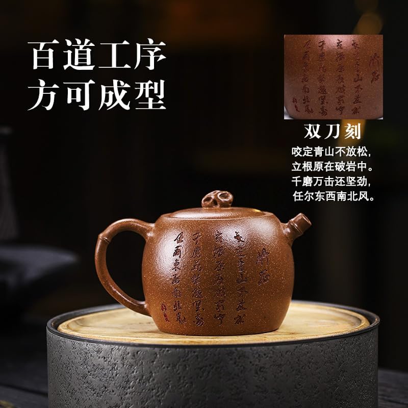 Handmade Zisha Teapot, Chinese Yixing Purple Clay Tea Pot 7.4 Oz,Chinese Kungfu Brew Infuser Loose Leaf Tea