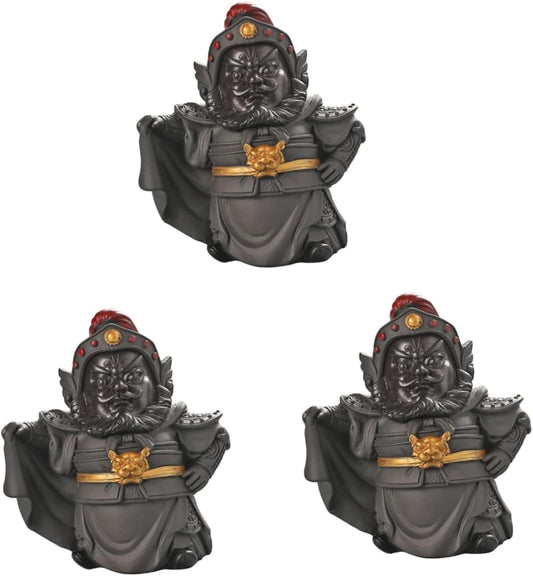 YARNOW 3pcs Changing Face Zhang Feng Shui Money Lucky Warlord Warrior Collection Guan Yu Warrior Statue Guan Gong Statue God of Wealth Statue Zhang Statue Sculpture Resin Coffee Table