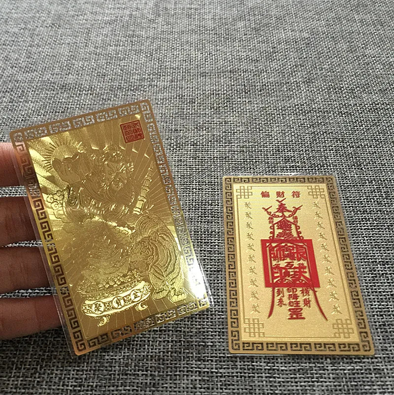 6P Geomantic omen Money Drawing bring wealth good luck Exorcise evil spirit FENG SHUI Golden Card Amulet symbol talisman