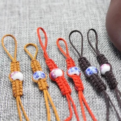 6pcs Handmade rope for tea pot rope with bead for KungFu tea set china blue-and-white porcelain bead pot rope tea set pot string