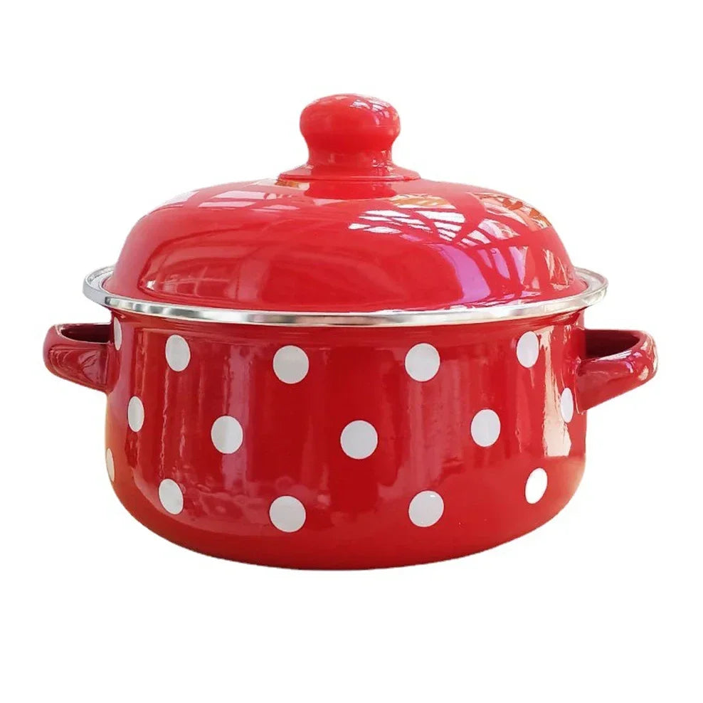 7 Inches Thicken Double Ears Stew Pot 1.5L Porcelain Enameled Soup Bowl With Lid Instant Noodle Bowl Induction Cooker Pot
