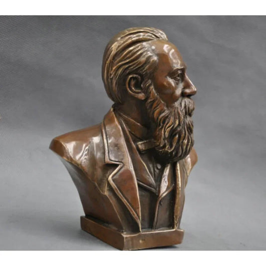7 "Pure Bronze Communist Friedrich Von Engels Bust Statue