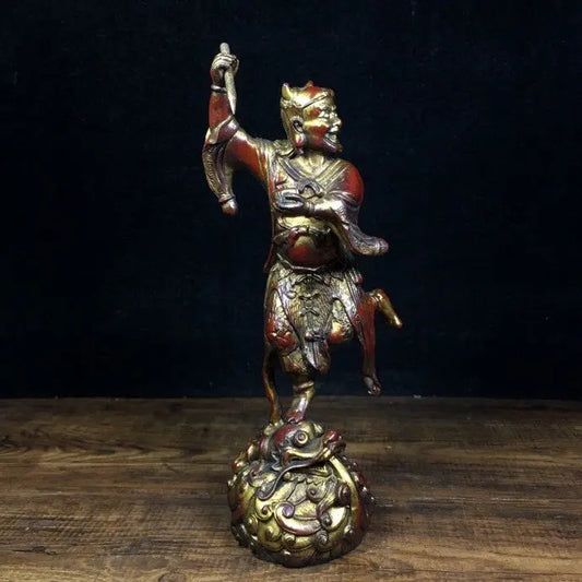 7"Tibetan Temple Collection Old Bronze Kuixing point fight statue Symbol Scholar Kuixing Point Fight Worship Hall