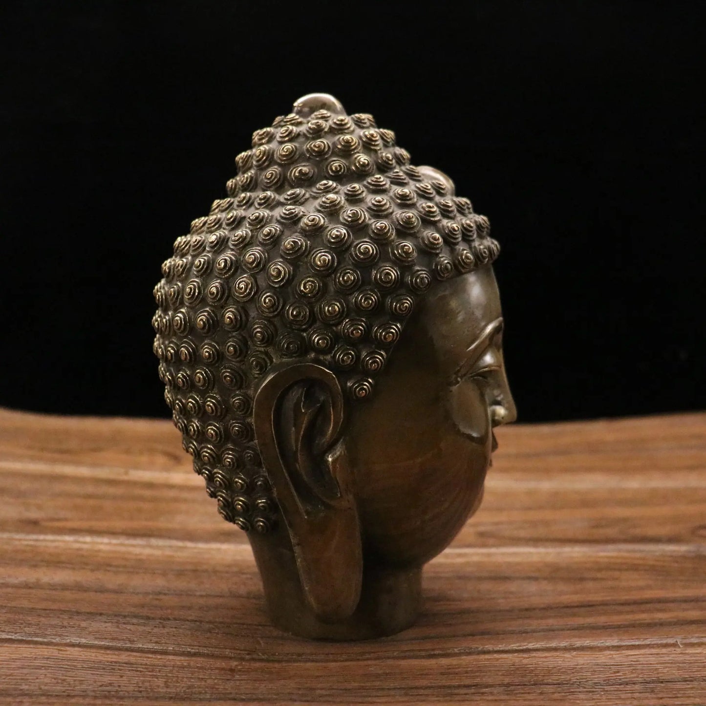 7"Tibetan Temple Collection Old Bronze Shakyamuni Buddha Head Worship Hall Amulet Dharma Town House