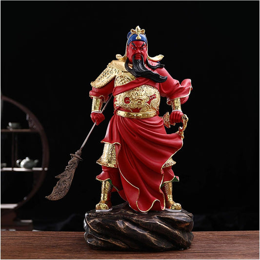ESRADA Ornaments Feng Shui Ornaments Lifelike Guan Gong God of Wealth Statue Green Robe/Red Robe Guan Yu Feng Shui Decor Home Office Decoration Tabletop Ornaments Good Lucky Gifts God of Fortune