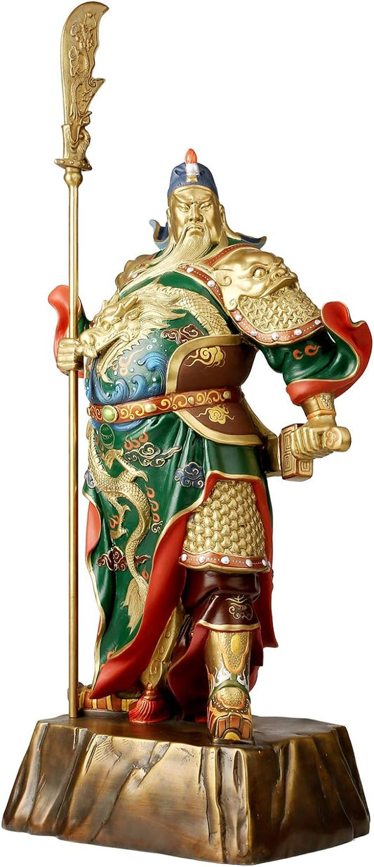 Exquisite Pure Copper Statue, Guan Yu Statue, Guan Gong Statue, Kwan Kung Statue, Kuan Gong Statue - God of Fortune - God of Wealth -Guan Di Statue - Guan Yun Chang Statue, Three Kingdoms Hero (Small)