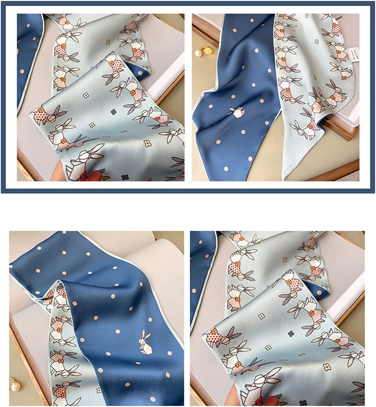 RAN Winter Warm Scarfs Summer Long Silk Scarf, Women's Multifunctional Polyester Hairband, Animal Print Small Neck Scarf, 59.1" x 5.9"