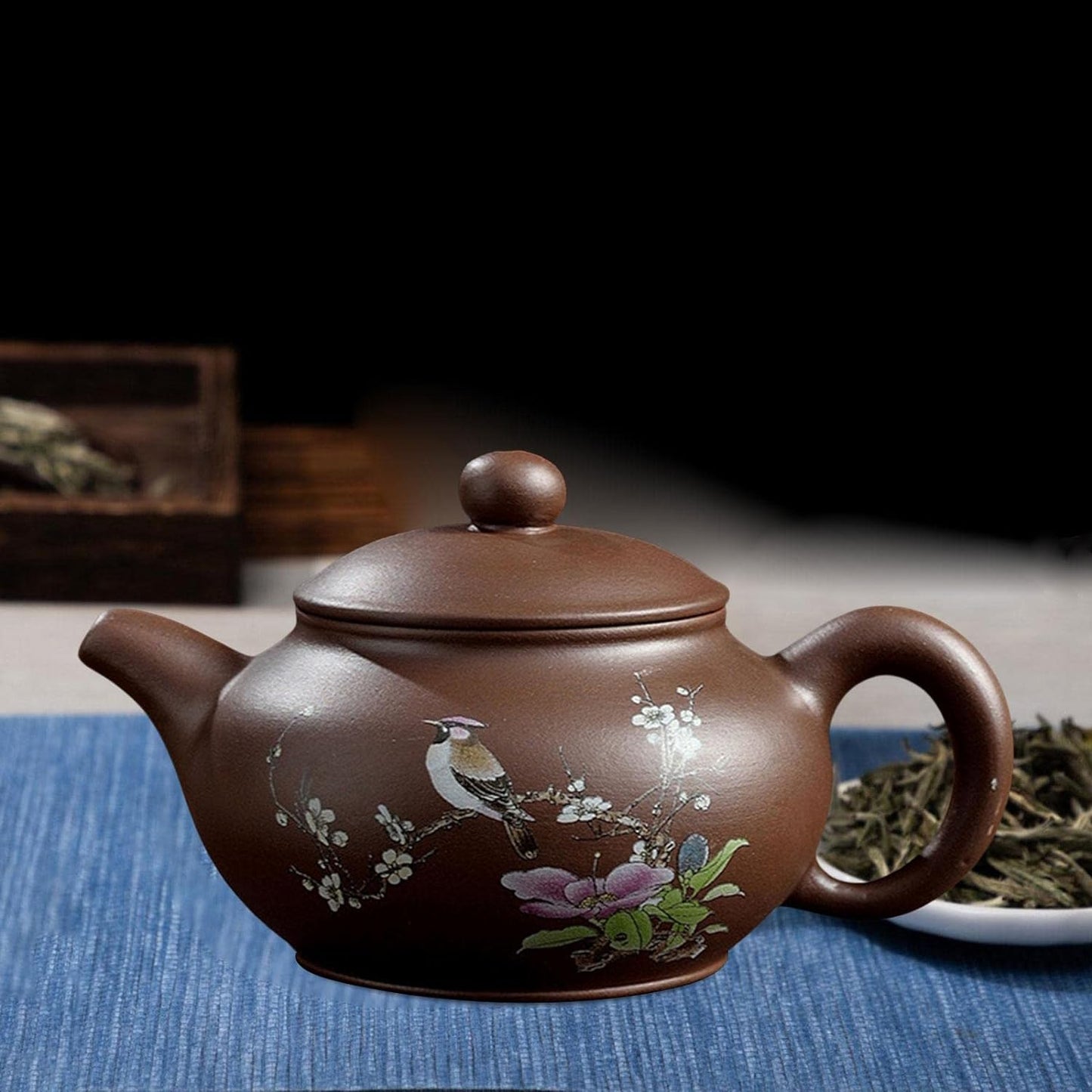 Fenteer Zisha Teapot Chinese Tea Pots Handmade for Home Office Collectibles Teaware Gift Decoration Loose Tea Hand Painted Tea Maker Kung Fu Teapot, 170ml Spring