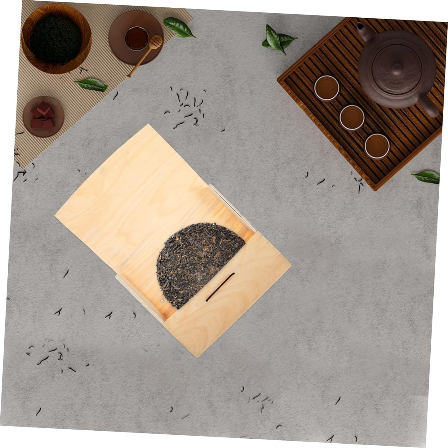 Hoement tea cake box tea leaf case compressed puerh tea display tea chest wooden Bible puerh tea cake holder tea bag case tabletop accessories Wooden Tea Storage Case universal Cake stand