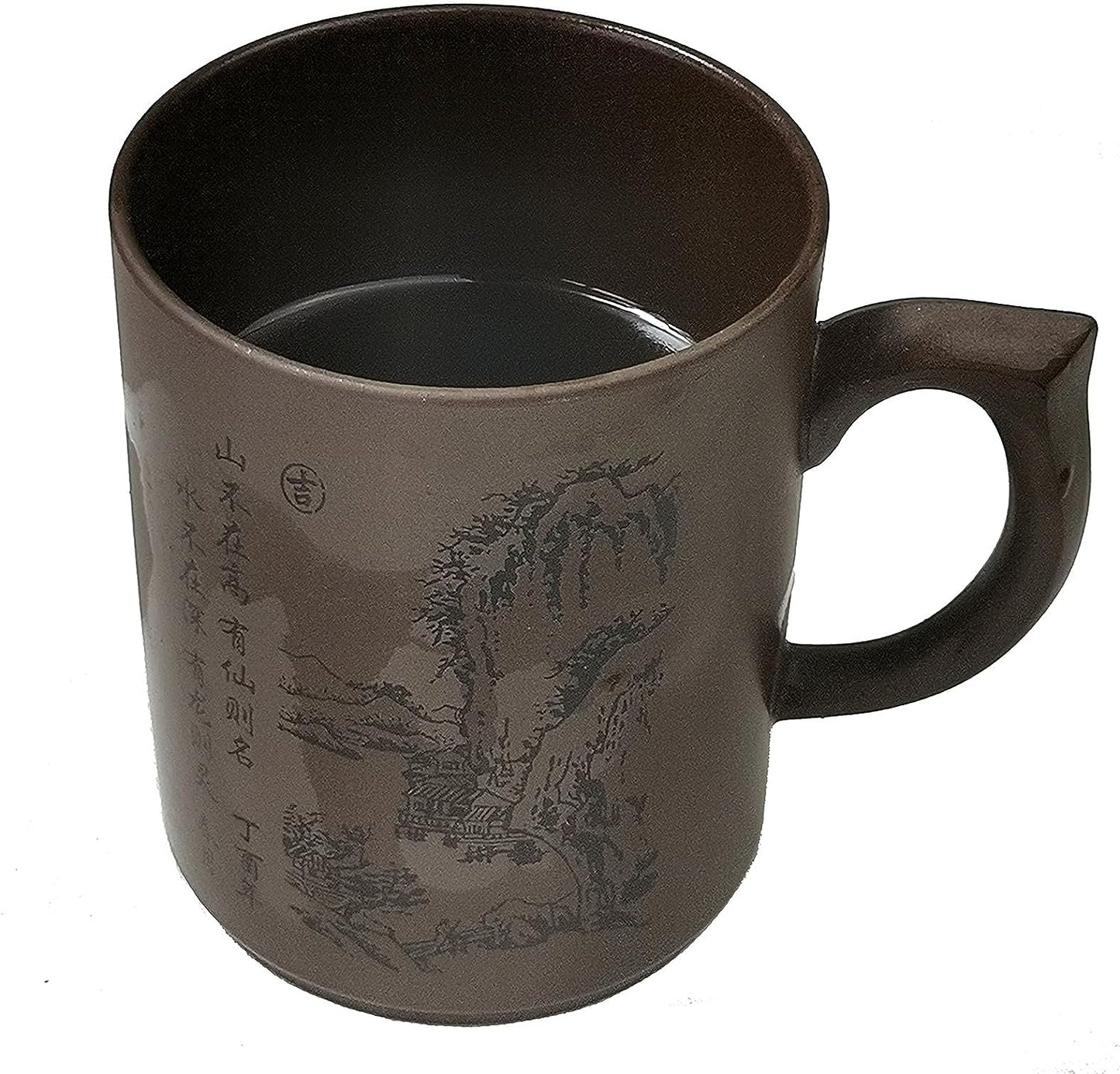 Yixing Purple Sand Clay Tea Cup 500ml Chinese Zisha Teacups Handle Lip Mugs (Black)