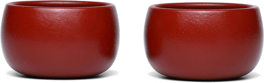 SILINE 2 PCS Zisha Kong Fu Teacup,2.4 Oz Chinese Yixing Clay Tea Cup for Brew Tea,Used with the Teapot (Zhuni Red Clay)