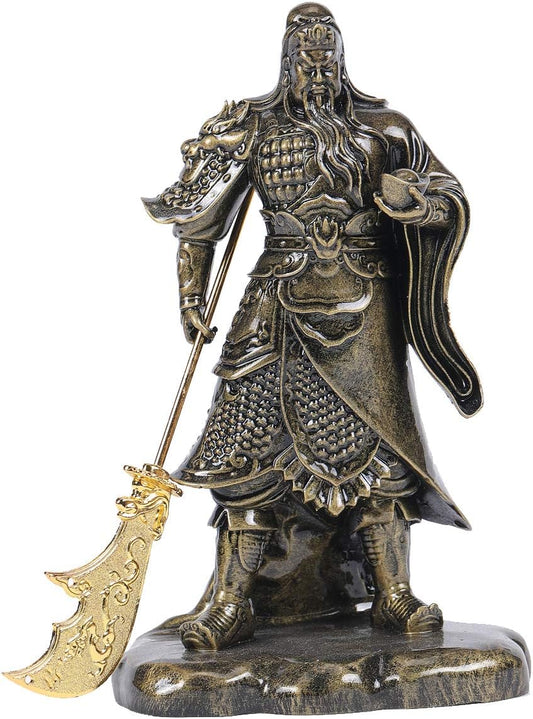 Seyee-bro Chinese Fengshui Guan Yu Statue - Guan Gong, Guan Yun Chang, Kwan Kung, Kuan Gong Statue Martial God of Wealth Figurines Home Office Decoration Tabletop Decor Good Lucky Gifts