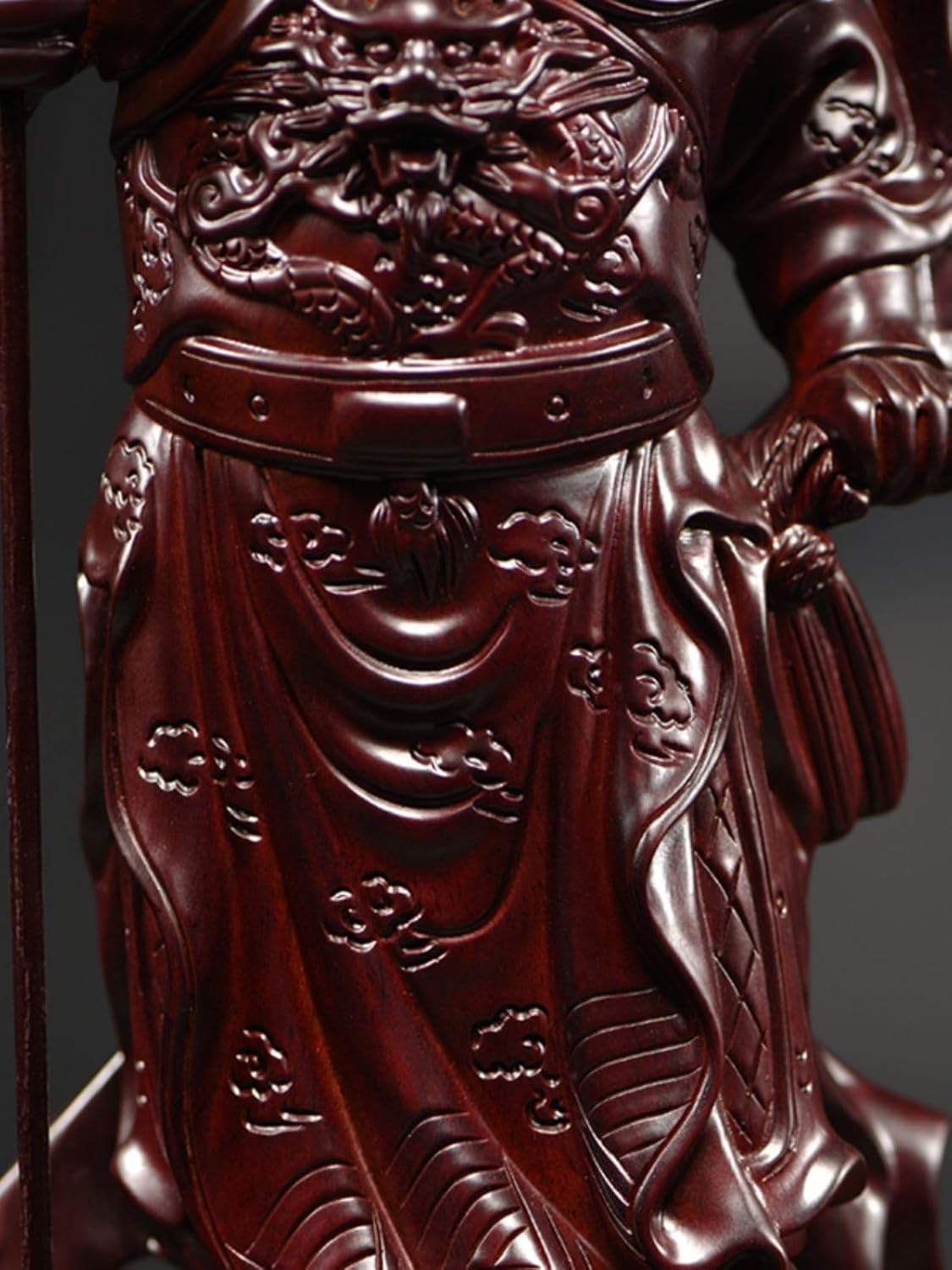 Pear blossom wood carving/花梨木雕关公摆件武财神家居招财镇宅客厅实木供奉神像开业送礼品