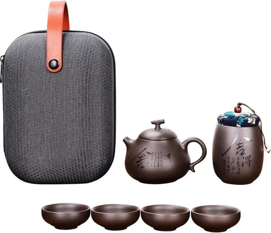 Afternoon Tea Set Kung Fu Teapot Tea Set Beautiful and Easy Teapot Kettle Chinese Travel Ceramic Portable Teaset,Ceramic Tray Coffee Cup Gaiwan Tea Set for Adults