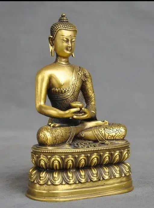 8"Tibetan Buddhism brass copper Shakyamuni Shakya Mani Tathagata Buddha statue