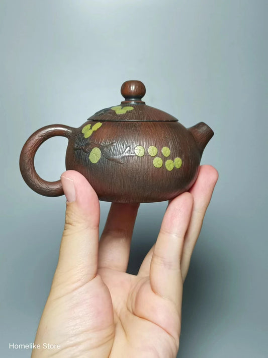 80ML Jianshui Pure Handmade Little Xishi Green Pine TeaPot(Not Yixing Zisha) Ceramic Kung Fu Tea Set Drinkware Tea Ceremony