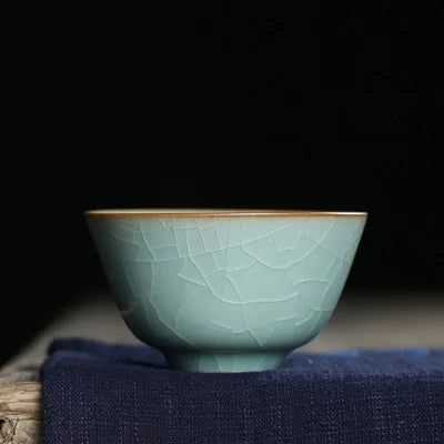 80ml one tea cup porcelain crackle glaze longquan celadon cup of tea marked Chinese cups Pu'er tea one piece on sales blue green