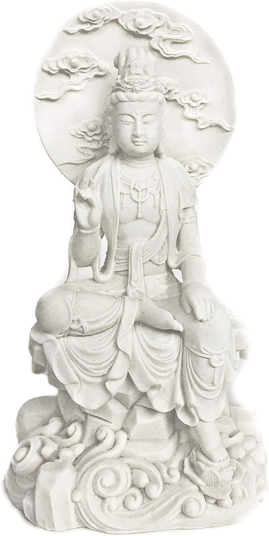 Bellaa 21130 Kwan Yin Statue Lady Buddha Blessing Sitting Meditating Kuan Yin Guanyin Goddess of Mercy Guan Yin Statue Quan Yin Statue 8 inch Tall