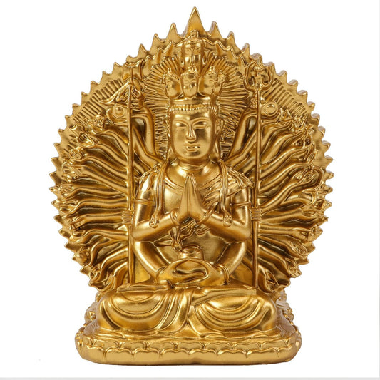 Seyee-bro Thousand-Hand Guan Yin Buddha Statue - Chinese FengShui Carving Kwan Yin Buddha Sculpture Figurines Home Decoration Statues