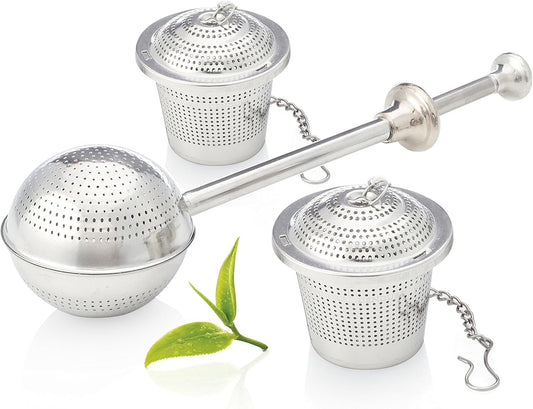 UEndure Tea Infuser Set of 3 Pack of Ultra Fine Loose Leaf Tea Strainers | Food-Grade Stainless Steel | Perfect for Single Serve Cup, Mug or Teapot | Convenient for Work or Travel