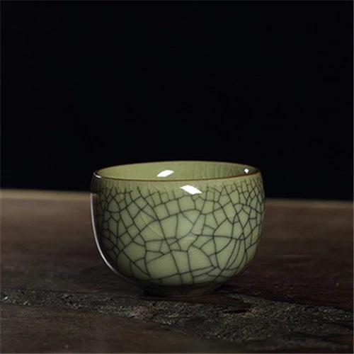 85ml one tea cup longquan celadon marked cup of tea Chinese porcelain crackle glaze brother kiln geyao diyao tea cups on sales