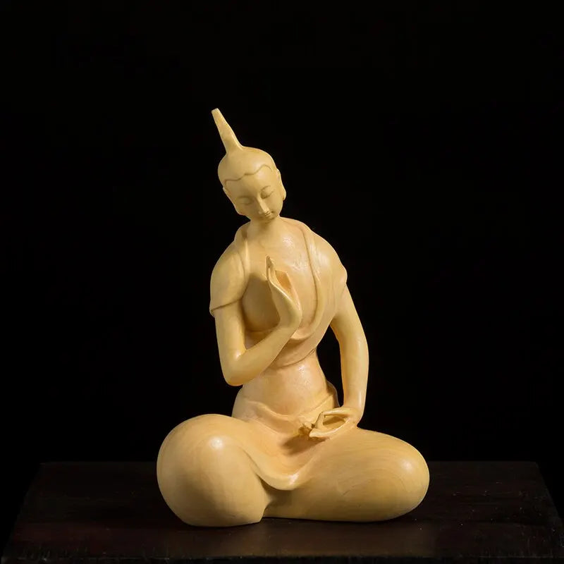 9/10/16CM Zen Tao Wood Sculpture Boxwood Feng Shui Home Tea Ceremony Wooden Buddha Statue Home Decor