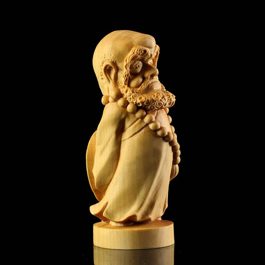 9/13CM Mini Cute Dharma wood statue Hand carved Craft Decoration Figure Decoration Cartoon Zen Master