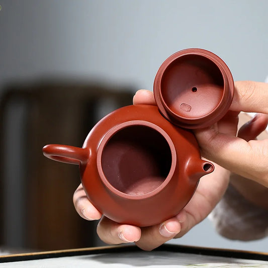 90CC Chinese Yixing Zisha Purple Clay Handmade Yuangu Small Teapot by