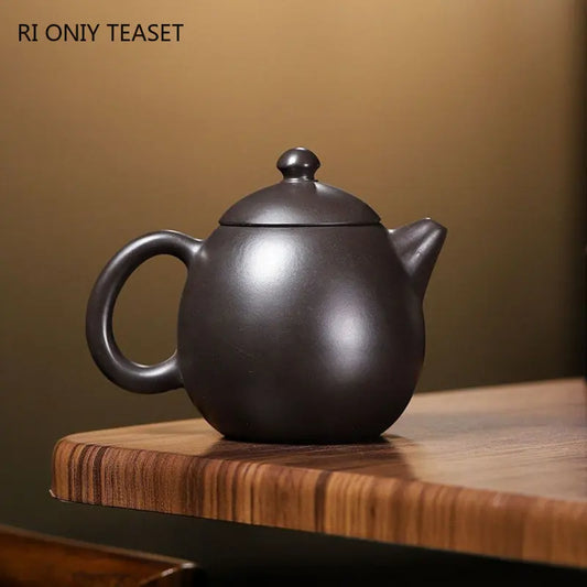 90ml Chinese Yixing Small Capacity Purple Clay Teapot Handmade Dragon Egg Tea Pot Raw Ore Black Mud Kettle Zisha Tea Set Teaware