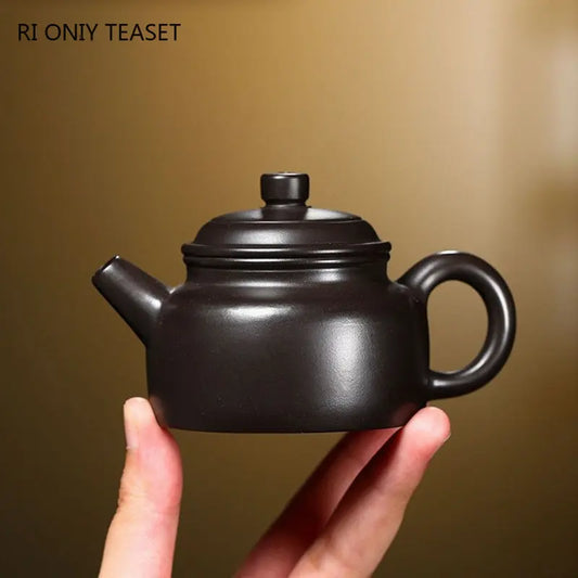 90ml Yixing Small Capacity Purple Clay Teapots Famous Artists Handmade Tea Pot Raw Ore Black Mud Kettle Chinese Zisha Tea Set