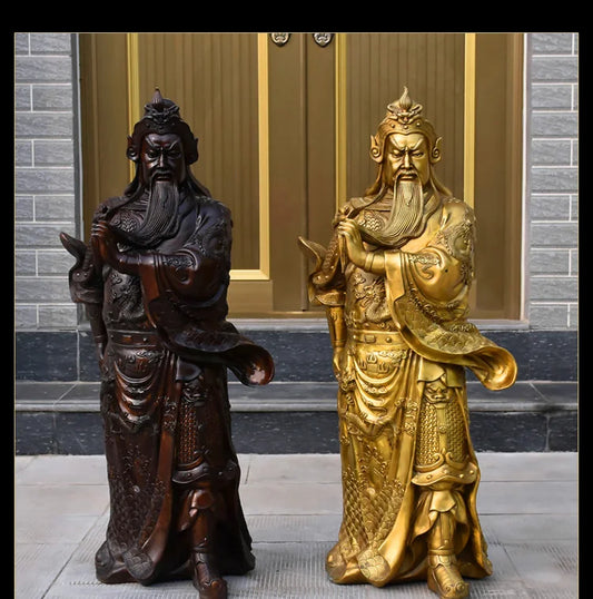 95CM huge #Lobby The entrance-hall shop efficacious Money Drawing Martial god of wealth guan gong Guandi FENG SHUI brass statue