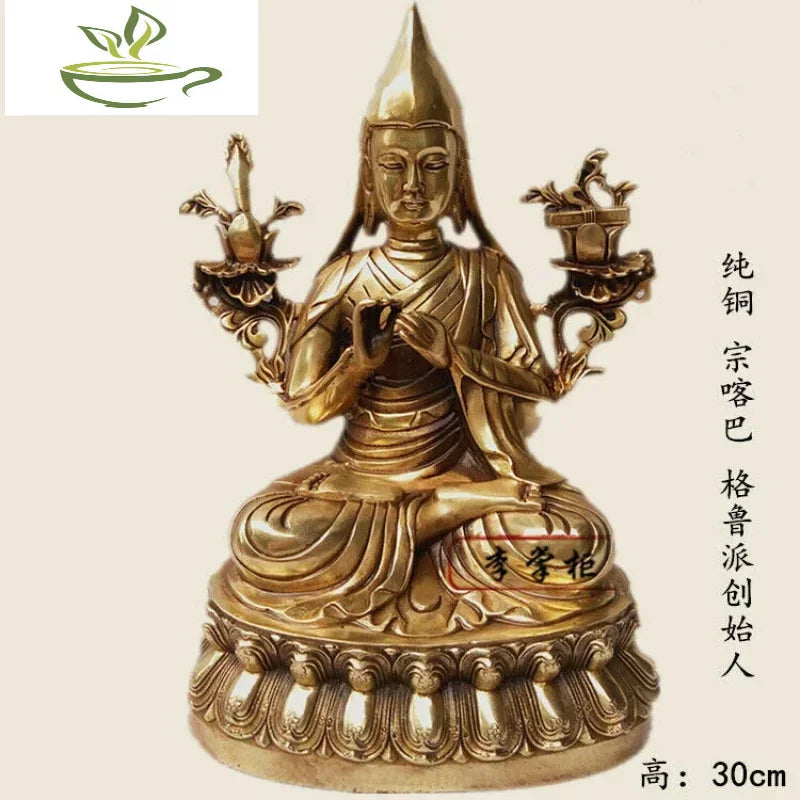 12inch/30cm bronze Buddhism Divinity Rinpoche Gelugpa Tsongkhapa buddha statue