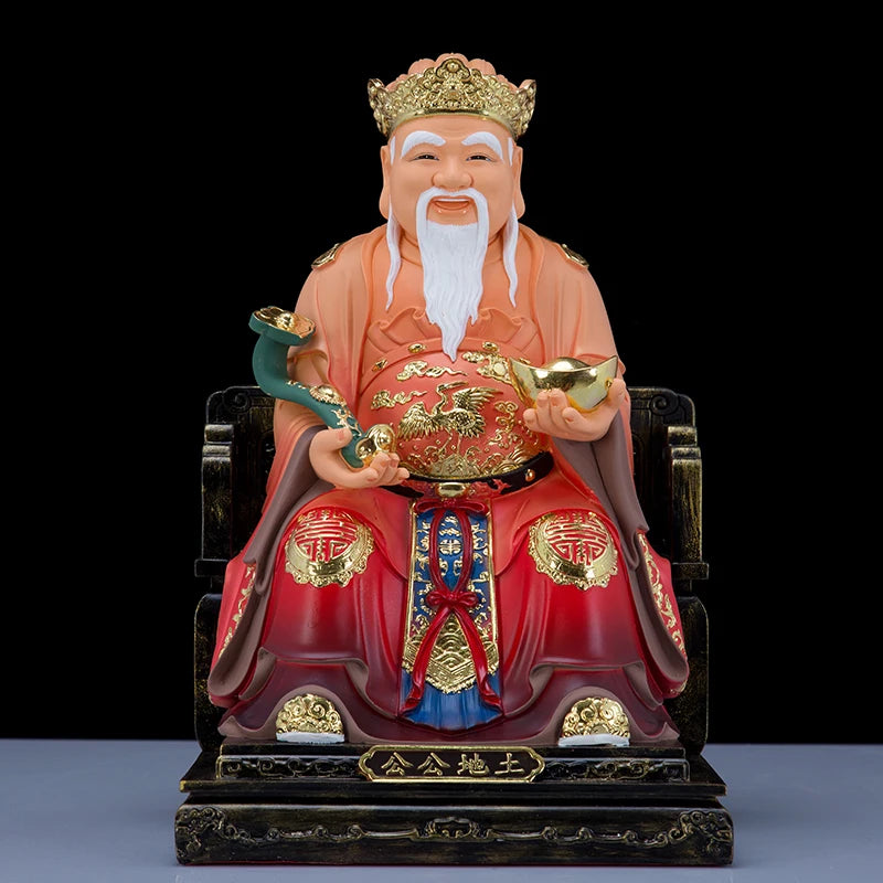 A pair 2pcs Southeast Asia home High grade Buddha statue thriving business Money Good luck CAI SHEN TU DI GONG PO God of wealth