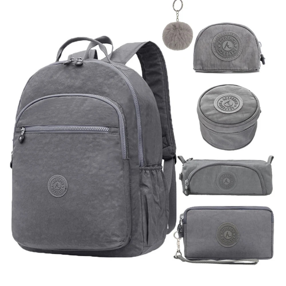 ACEPERCH Women Nylon Backpacks School Backpack For Teenage Girl Mochila Feminina Female Travel Backpack 15.6 Inch Laptop Bagpac