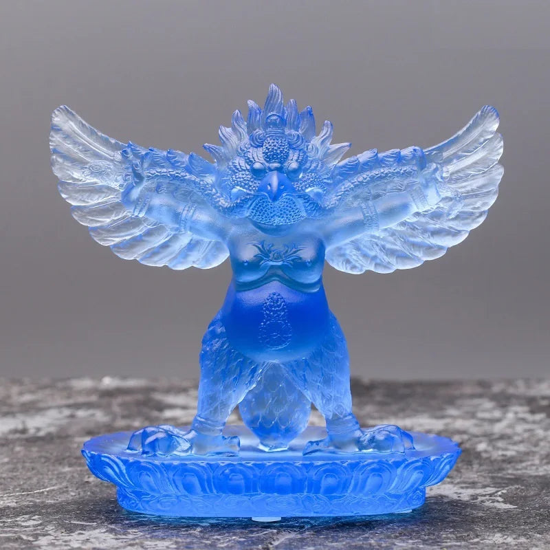 Ancient Coloured glaze golden-winged Dapeng bird Garuda Thunderbird Protector protect peace