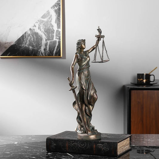 Ancient Greek Goddess Fairness Justice Law Balance Angel Figure Statue Handicraft, Home Living Room Desktop Office Decoration