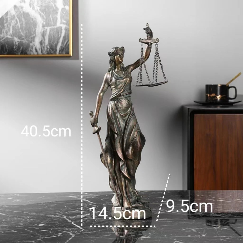 Ancient Greek Goddess Fairness Justice Law Balance Angel Figure Statue Handicraft, Home Living Room Desktop Office Decoration