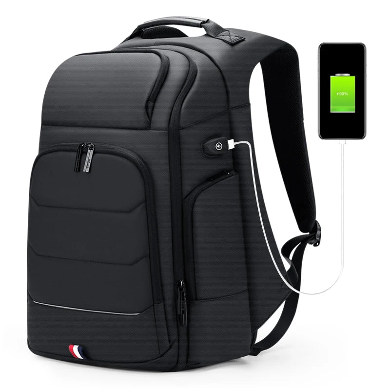 Andralyn Waterproof Backpacks USB Charging School Bag Anti-theft Men Backpack Fit 15.6 Inch Laptop Travel Backpack High Capacity