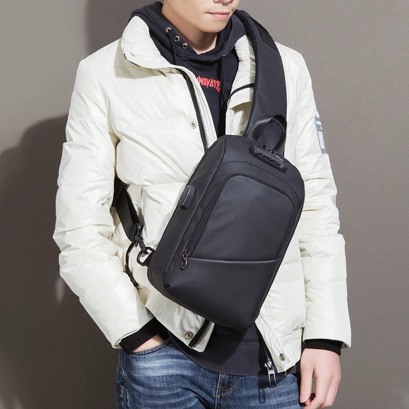 Anti-theft Men's Bags Safety Password Crossbody Bag Shoulder Male Waterproof Short Trip Chest Bag Pack for Men