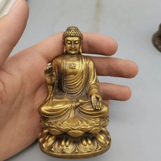 Antiquated The Buddha Figurine Copper Color Small Buddha Statue Room Decor Handicraft Art Ornament Buddhism Item Home Decoration