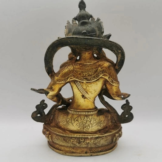 Antique Bronze Buddha Vajrasattva Statue Bodhisattva Bell Vajra