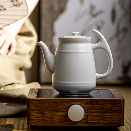Antique White Glaze Large Teapot Ceramic Single Teapot Water Pitcher Heating Anti-Scald Filtering Pot Teapot Kettle Tea Kettle