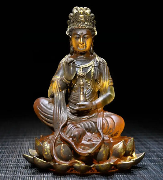 Archaize Coloured glaze Guanyin bodhisattva Buddha crafts statue