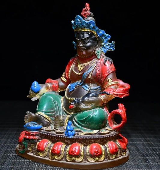 Archaize Coloured glaze Tibetan god of wealth Buddha crafts statue